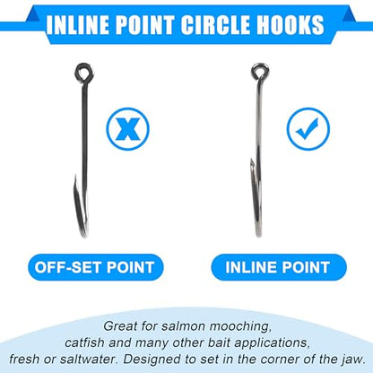 Circle Hooks Saltwater Fishing Hooks, 50/100pcs in-line Octopus Circle Hook High Carbon Steel Straight Eye Barbed Point Catfish & for Saltwater & Freshwater Fishing - size: 9/0_50pcs