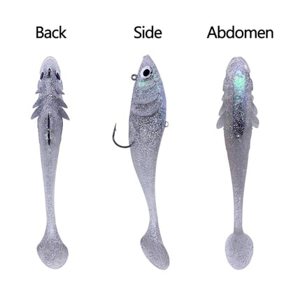 Big Jig Worm Lures Swimming Bait Soft Plastic Fishing Lure for Bass, Crappie, Trout, Pike, Sea Bass, Redfish, Striper,Fishing Lures for Freshwater & Saltwater - color: Clear Glitter-1 Piece