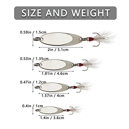 Fishing Spoons Fishing Lures Casting Spoon Metal Jig Lure Trout Lures for Freshwater/Saltwater, Reflective Spoons Bait with Treble Hooks Fishing Tackle 5 Pcs - color: Sliver (5pcs), size: 1/2oz