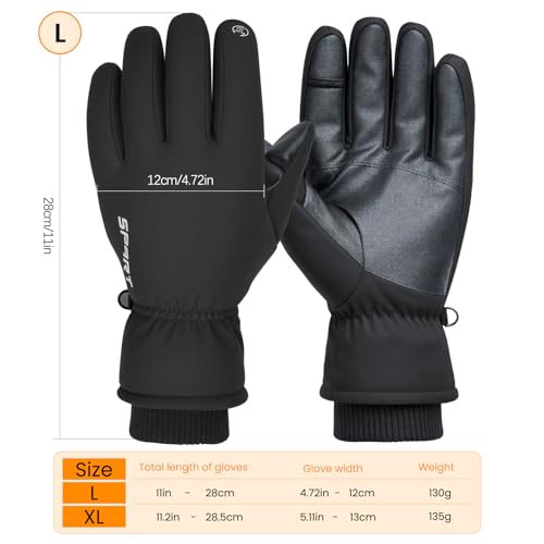 INNOLIFE Ski Gloves Men Women Waterproof Winter - Snow Gloves with Thermal Lining, Non-Slip Grip & Opening for Cold Weather - color: Black, size: X-Large
