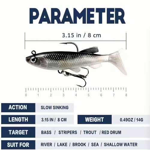 5PC12.5g Lead Jigging Lures PVC Soft Bait with Jig Head Hook Realistic Action for Bass, Trout, Salmon, Redfish, Pier and Boat - color: 5PCS