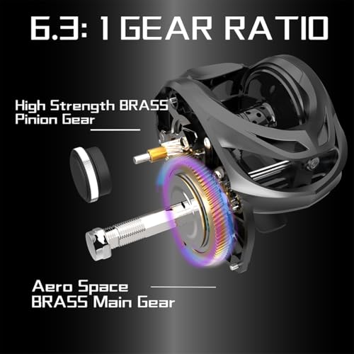 Baitcaster Reel Carbon Fiber 9+1 Ball Bearings Anti-Corrosion Baitcasting Fishing Reel Magnetic Brake System Bait Caster Reel High Speed Gear Ratio 6.3:1 Ultra Smooth - style: Right Hand