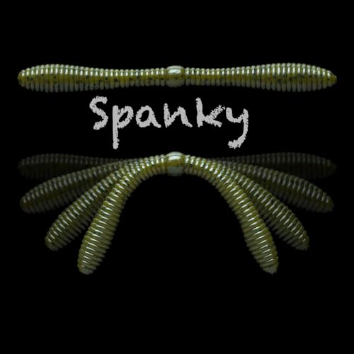 Lunker City Fishing 5" Spanky Worm 3 Pack Bundle Soft Plastic Bass Lure Wacky Rig Salted Jigging Stick Bait, 21 Total Lures, Made in The USA - color: 144 Watermelon Red Flake