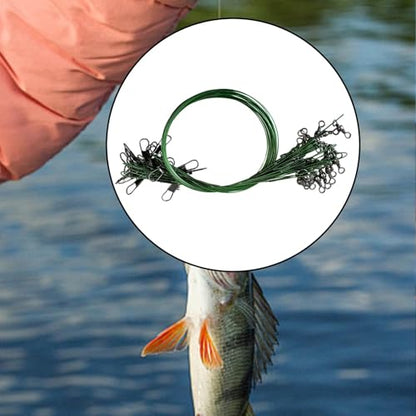 Stainless Steel Fishing Leader Wire with Swivel Snaps – 60pcs Saltwater & Freshwater Fishing Tackle Connectors for Lures and Hooks