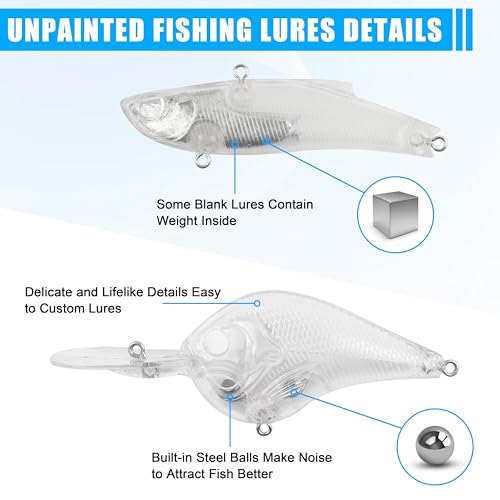 Unpainted Fishing Lures DIY Minnow Kit - 280/363pcs Blank Hard Crankbait Set Pliers Scissors,Treble Hooks,Split Rings,Stickers,3D Eyes for Making Lures DIY Fishing Tackle Kit - color: 363pcs kit