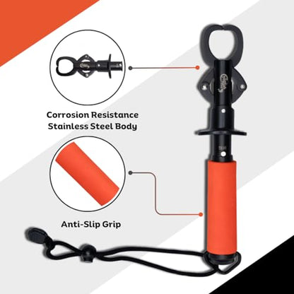 Catfish Pro Tournament Series Stainless Steel Fish Lip Gripper with Scale | One-Handed Operation | Rotating Head, Cushioned Handle, & Adjustable Lanyard for Easy, Precise, and Comfortable Fishing