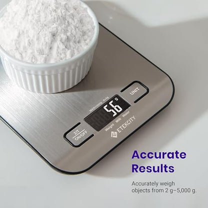 Etekcity Food Kitchen Scale, Digital Grams and Ounces for Weight Loss, Baking, Cooking, Keto and Meal Prep, LCD Display, Medium, 304 Stainless Steel - color: Stainless Steel