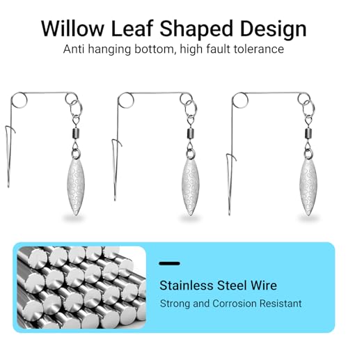 Fishing Spinnerbait Smooth Spoons Kit Fishing Spinner Blades Smooth Spoons Rigs with Willow and Teardrop Making Fishing Lures Replacement Accessories - color: E: 50Pcs silver willow Spinnerbaits Smooth Spoons Kit