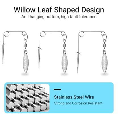Fishing Spinnerbait Smooth Spoons Kit Fishing Spinner Blades Smooth Spoons Rigs with Willow and Teardrop Making Fishing Lures Replacement Accessories - color: E: 50Pcs silver willow Spinnerbaits Smooth Spoons Kit