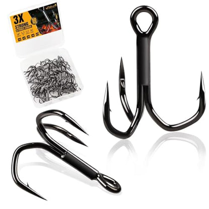 Dovesun Fishing Treble Hooks, Triple Hooks 3X Strong Professional V, 50PCS High Carbon Steel Replacement Fishing Hooks for Saltwater and Freshwater, Sizes #10#8#6#4#2 - color: Black Nickel, size: #2 * 50PCS