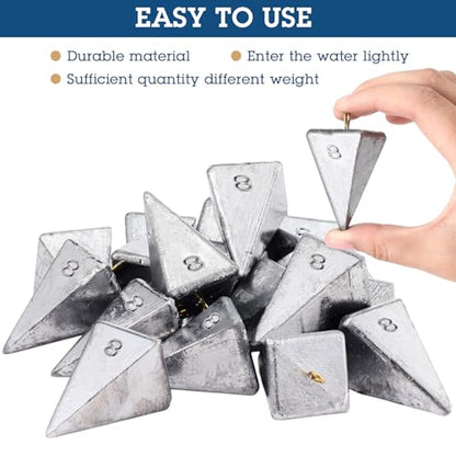 Shimeyao 18 Pieces Pyramid Sinkers Fishing Weights Triangle Fishing Sinkers Rig Pyramid Sinker for Ocean Saltwater Surf Bass Casting Gear Tackle - size: 8 oz