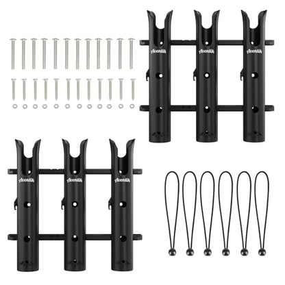 Aventik Tube Fishing Rod Holder Bracket Wall Mounted Boat Side Mount Tool Holder Tube Links with Screws 1/2/3/4/6 Pole Tube Fishing Rod Holders - color: 6-Pole Black