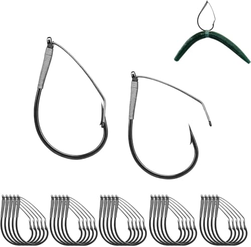 Small Weedless Wacky Rig Hooks - Fish Circle Hook for Wacky Worm & Neko Rig Fishing - 25 Pack Saltwater & Freshwater Bass Hooks - size: 1/0#_25pcs