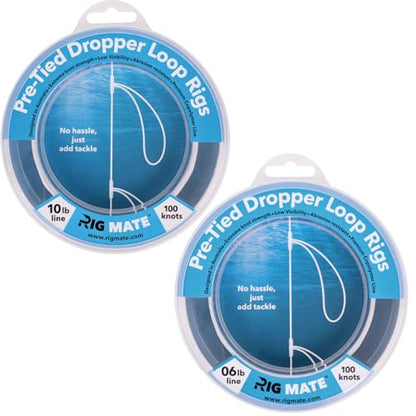 Rig Mate 6 lb & 10 lb Bundle - 1 ea. 6 lb & 10 lb with 100 pre-Tied Dropper Loop Rigs - Perfect for Saltwater & Freshwater Fishing