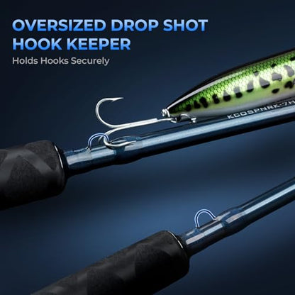 KastKing ReKon Saltwater Spinning Rod, KastFlex IM6 Carbon Graphite Blank, Zirconium Ceramic Guides, Graphite Locking Reel Seat, Oversized Drop Shot Hook Keeper, 2-Piece PTS, Saltwater Fishing - style: Spin- 10'0''- Mh - Fast- 2pcs