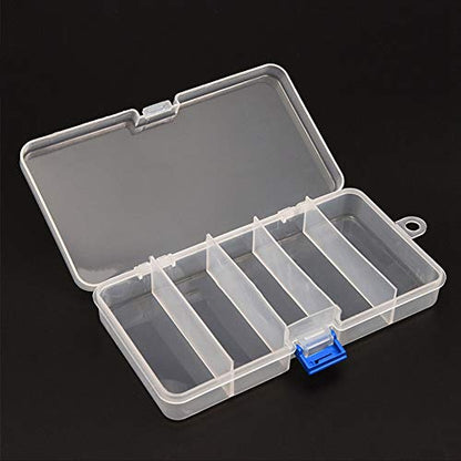 5 Compartment Fly Lure Box-Fishing Tackle Storage Case for Spoons Hooks Baits-Plastic Lure Container with Secure Closure