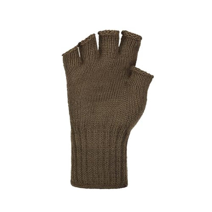 M MCGUIRE GEAR GI Wool Fingerless Gloves, Half Finger Outdoor Tactical Glove Insert - Ski Glove Insert Made in USA - color: Brown