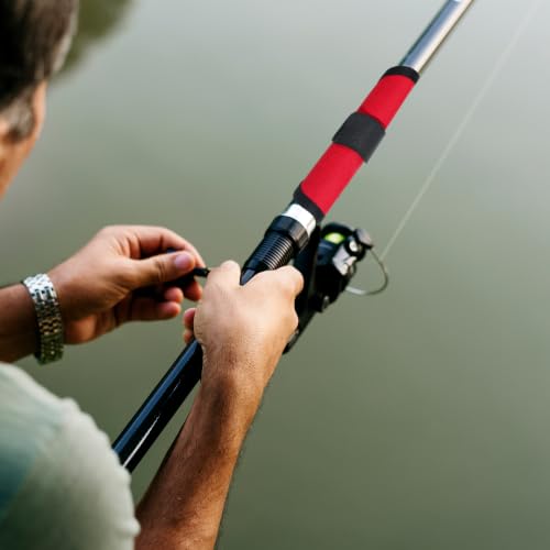 6 Pcs Lure Shield, 5.9 Inch Fishing Pole Hook Covers, Oxford Cloth Protective Sleeves for Rod Storage and Safety, Red & Black