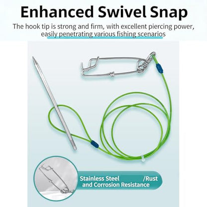 Fishing Fish Stringer Fish Needle Hook Stringer with Coated Stainless Steel Cable for Saltwater Freshwater - color: Carabiner Buckle, size: 1.5M