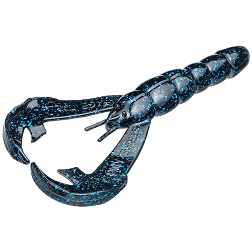 Strike King Rattlin' Rage Craw Soft Bait Fishing Lure, 4", Glass Rattle Chamber - color: Black/Blue, size: 4"