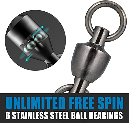 Dr.Fish 50 Pack Ball Bearing Fishing Swivels, Swivels Fishing Tackle Saltwater, Freshwater Stainless Heavy Duty Lure Leader Line Connector #7 - size: #7-320LB(1.23")