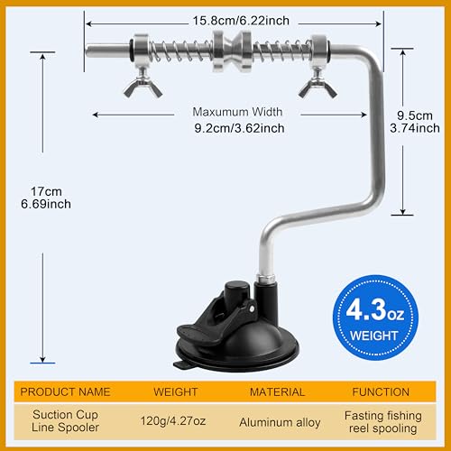 SILANON Fishing Line Spooler, Adjustable Portable Reel Spooler Fishing Line Winder Spooler with Suction Cup No-line Twist Spooling Station System for Spinning & Baitcasting Reels
