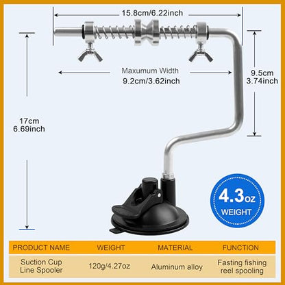SILANON Fishing Line Spooler, Adjustable Portable Reel Spooler Fishing Line Winder Spooler with Suction Cup No-line Twist Spooling Station System for Spinning & Baitcasting Reels