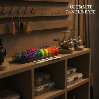 Fishing Line Spool Storage Box, Durable PP Plastic Organizer for Tackle Boxes, Keeps Spools Secure and Tangle-Free - size: 10.24 x 2.95 x 1.18 in