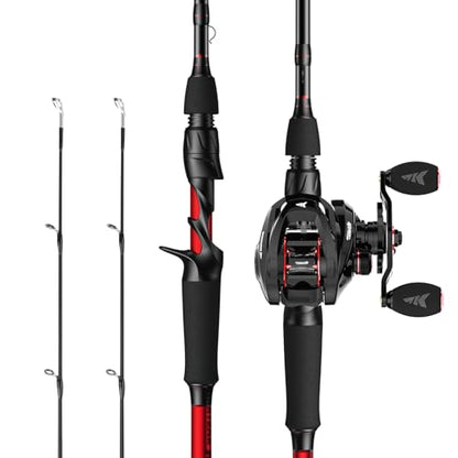 KastKing Royale Legend II Twin Tip Fishing Rod and Reel Combos, Spinning & Casting Combo, IM6 Graphite 2Pc Blanks, Extra Backup Tip Section, Stainless-Steel Guides, KastFlex Technology, EVA Handles - style: Cast: Right Reel, 7'0''- Mh Rod(2 Pcs + Extra Ti