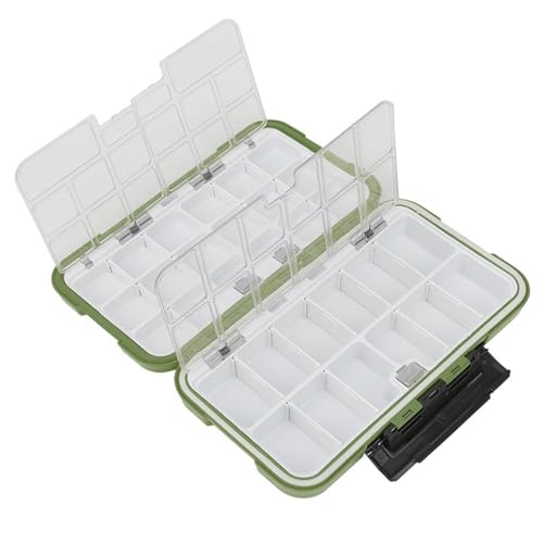 30-Compartment Fishing Lure Box ABS Water proof Tackle Storage Organizer for Lures, Hooks & Kayak Gear(Green) - color: Green