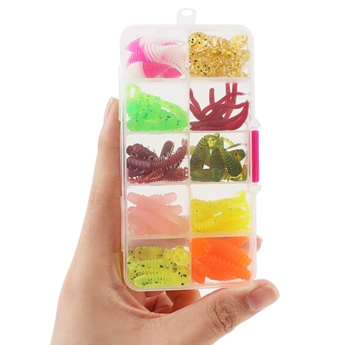68pcs Fishing Topwater Lures Kits Mixed Artificial Baits Tackle Box, Soft Plastic Fishing Lures Baits Including Soft Worm Centipede for Bass Trout Walleye