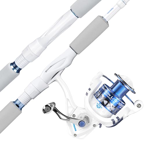 KastKing Centron Lite Fishing Rod and Reel Combo, IM6 Graphite 2Pc Blanks, Stainless Steel Guides with Ceramic Rings, Contoured EVA Handles & Fighting Butt, Split or Full Rear Handle Design, 13 Models - style: Spin-7'6" Medium Heavy-4000 Reel-2pcs