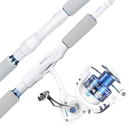 KastKing Centron Lite Fishing Rod and Reel Combo, IM6 Graphite 2Pc Blanks, Stainless Steel Guides with Ceramic Rings, Contoured EVA Handles & Fighting Butt, Split or Full Rear Handle Design, 13 Models - style: Spin-7'6" Medium Heavy-4000 Reel-2pcs