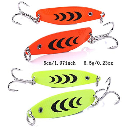 Fishing Jigs Saltwater Fishing Lures with Assist Hook Treble Hook, Jigging Lures Slow Vertical Jigs, Fishing Jigs Saltwater for Bass Tuna Salmon Sailfish Trout Grouper Snapper, 5pcs with Box - color: B:1.97in/0.23oz/5pcs