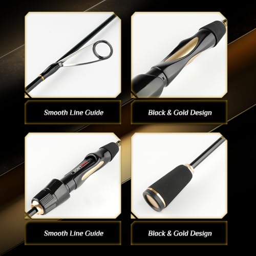 Ultralight Trout Spinning Rod,1.85m 6' Fast Action Carbon Fiber Fishing Pole, Stream Lake River Bass Trout Panfish Crappie 0.8-7g Lure, Sensitive Tip, Portable 2-Piece Travel Design - size: OPT-S612UL, 1.85m