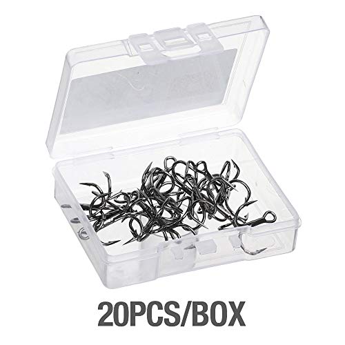 DONQL Fishing Hooks Treble Hook High Carbon Steel Treble Hooks Super Sharp Solid Triple Barbed Fish Hook - size: Size 1, Pack of 20