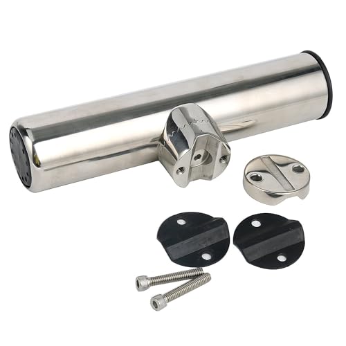 Amarine Made Rod Holders, Stainless Clamp on Fishing Rod Holder with Rubber Padding for Rails 7/8" to 1" (4-Pack)
