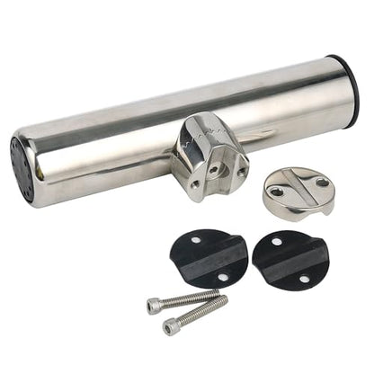 Amarine Made Rod Holders, Stainless Clamp on Fishing Rod Holder with Rubber Padding for Rails 7/8" to 1" (4-Pack)