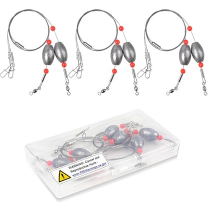Egg Fishing Sinker Weight Rigs, 6pcs Flounder Rig Saltwater Bottom Rigs Stainless Steel Wire Leader with Egg Sinker Catfish Carolina Rigs Fishing Ready Rigs for Trout Drum Redfish Fishing - size: 0.75oz_6pcs