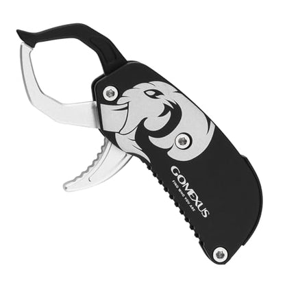 GOMEXUS Fish Lip Gripper, Portable Lightweight Fish Gripper, Aluminium Fish Grabber Tool, Lip Grippers Fishing, Mini Fishing Gripper with Lanyard - color: Sliver