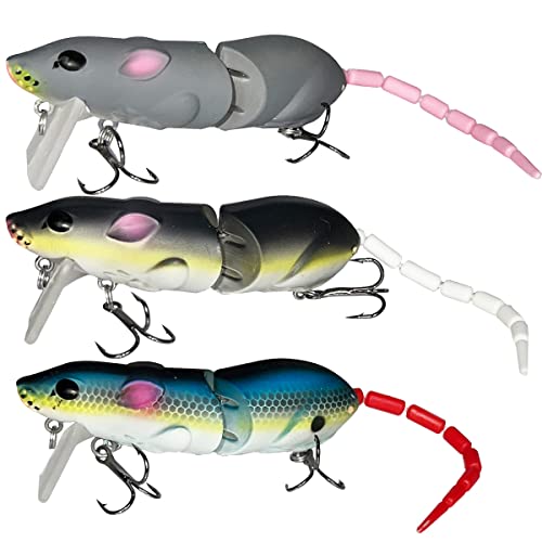 3pcs Topwater Bass Lures, Saltwater Fishing Lure Kit, Propeller Hard Fishing Bait, Top water Trout Pike Perch Musky Crappie Lures, Crankbait with Floating Rotating Tail Tractor (AH8515N- 3.35" 0.53oz)
