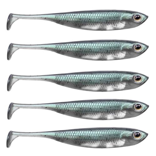 QualyQualy Soft Plastic Swimbait Paddle Tail Shad Lure Soft Bass Shad Bait Minnow Paddle Tail Swim Bait for Bass Trout Walleye Crappie - 2.75in, 3.14in, 3.94in, 5in - color: 4#, size: 3.94in - 5Pcs