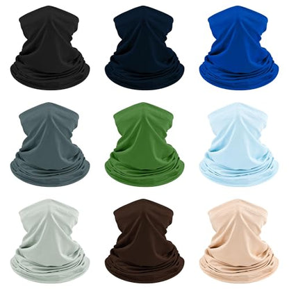 9 Pieces Men Balaclava Neck Gaiter Face Mask Summer Sun Protection Cooling Breathable Head Cover Scarf Bandana - color: Stylish Color