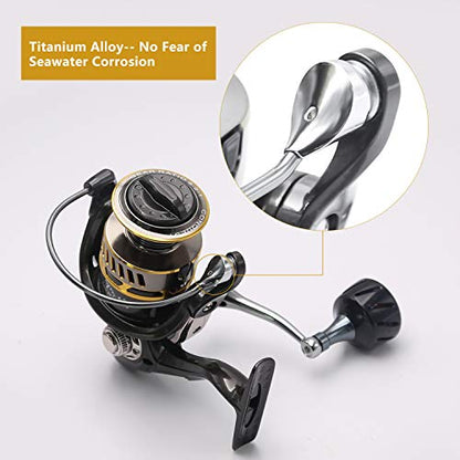 SANLIKE Spinning Reel Fishing Reel for Saltwater or Freshwater | Carbon Fiber, 40.5 Lbs Max Drag, 7+1 Stainless BB Ball Bearing, 5.2:1 Gear Ratio, Size 3000-6000 - size: 4000