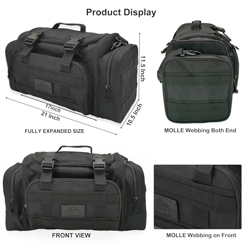APRILBAY Duffel Bag – Heavy Duty Tactical Gym Bag for Men, Splashwater-Proof Weekender Travel Bag for Basketball, Football, Soccer, Hiking, and Hunting (Black) - color: Black