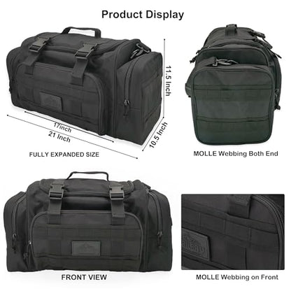 APRILBAY Duffel Bag – Heavy Duty Tactical Gym Bag for Men, Splashwater-Proof Weekender Travel Bag for Basketball, Football, Soccer, Hiking, and Hunting (Black) - color: Black