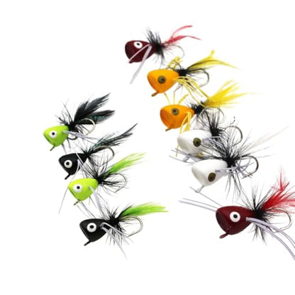 Fly Fishing Poppers,Topwater Popper Flies Bugs Lure, Dry Flies Kit for Bluegill Sunfish Bass Crappie Steelhead Flies Trout Salmon Perch for Fly Fishing Bass Panfish Bluegill Trout Salmon - color: 10pcs