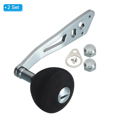 PATIKIL Baitcasting Power Handle Metal Fishing Reel Handle EVA Knob Grip Replacement Parts for Rocker Arm Accessories - color: Silver