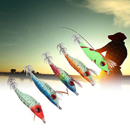 5Pcs Fishing Lures, Stainless Steel Minnow Fishing Lures Built in Steel Wire, Fishing Swimbaits with Double Row Squid Hook, Fake Wood Shrimp Bait