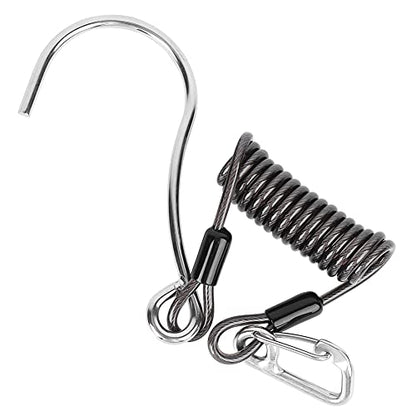 Scuba Diving Reef Hook, Coil Lanyard Gear Hanger Stainless Steel Spring Clips Anti Lost Safety Coiled Rope with Quick Release Buckle Tools Accessory for Underwater Cameras Dive Lights Fishing